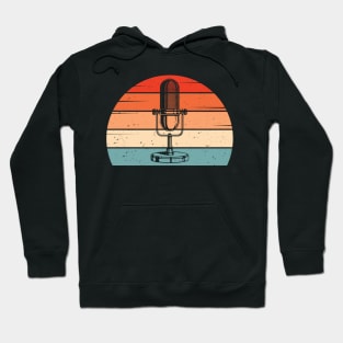 Podcast Radio Microphone Podcaster Retro Sun Hoodie